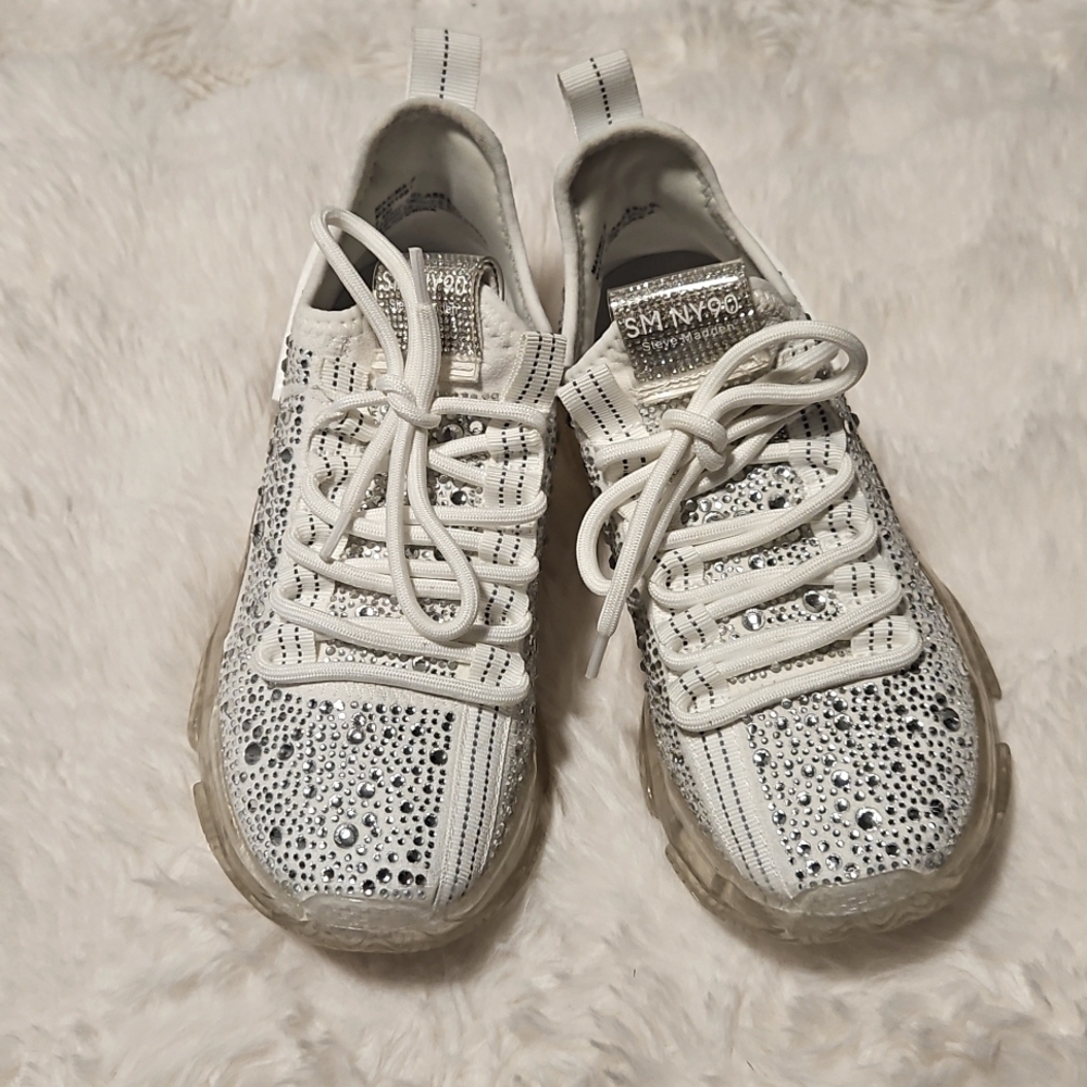 Steve Madden Maxima White Rhinestone Womens Shoes 6.5